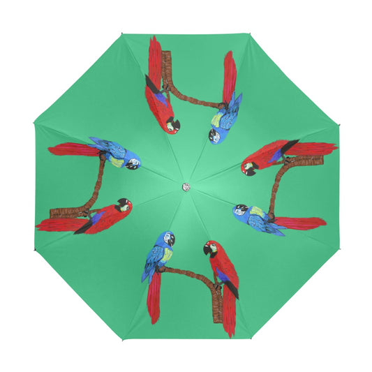 Miniaday Designs Parrots on Green Anti-UV Foldable Umbrella