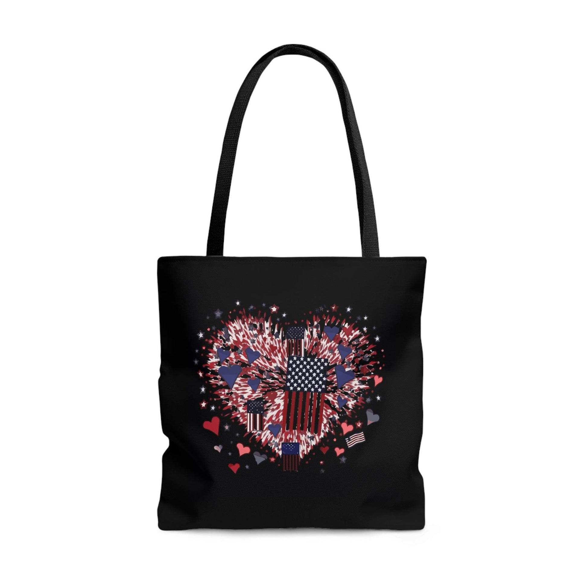 Miniaday Designs Patriotic Hearts Black Tote Bag - Miniaday Designs, LLC.
