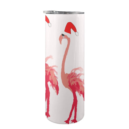 Miniaday Designs Santa Flamingoes 20oz Tall Skinny Tumbler with Lid and Straw - Miniaday Designs, LLC.