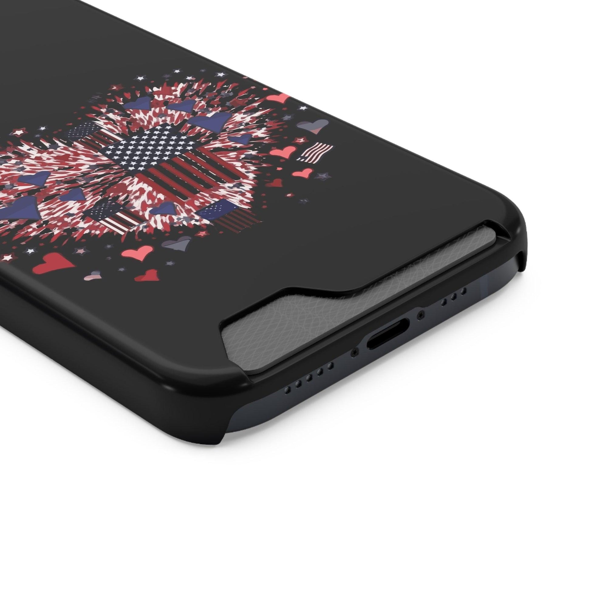 Patriotic Hearts of Valor Collection by Miniaday Designs, LLC. Phone Case With Card Holder - Miniaday Designs, LLC.