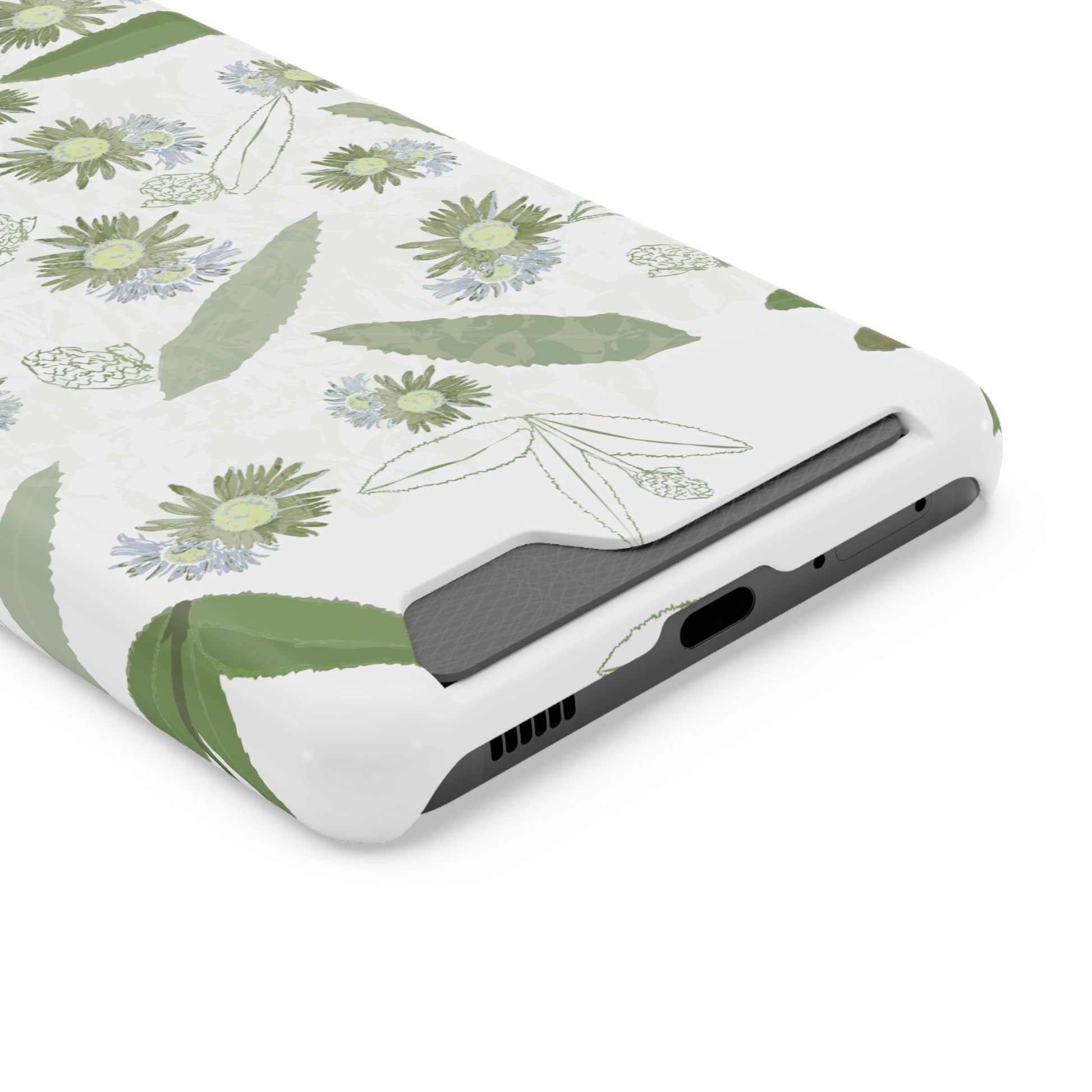 Serene Botanical Harmony Collection by Miniaday Designs, LLC. Phone Case With Card Holder - Miniaday Designs, LLC.