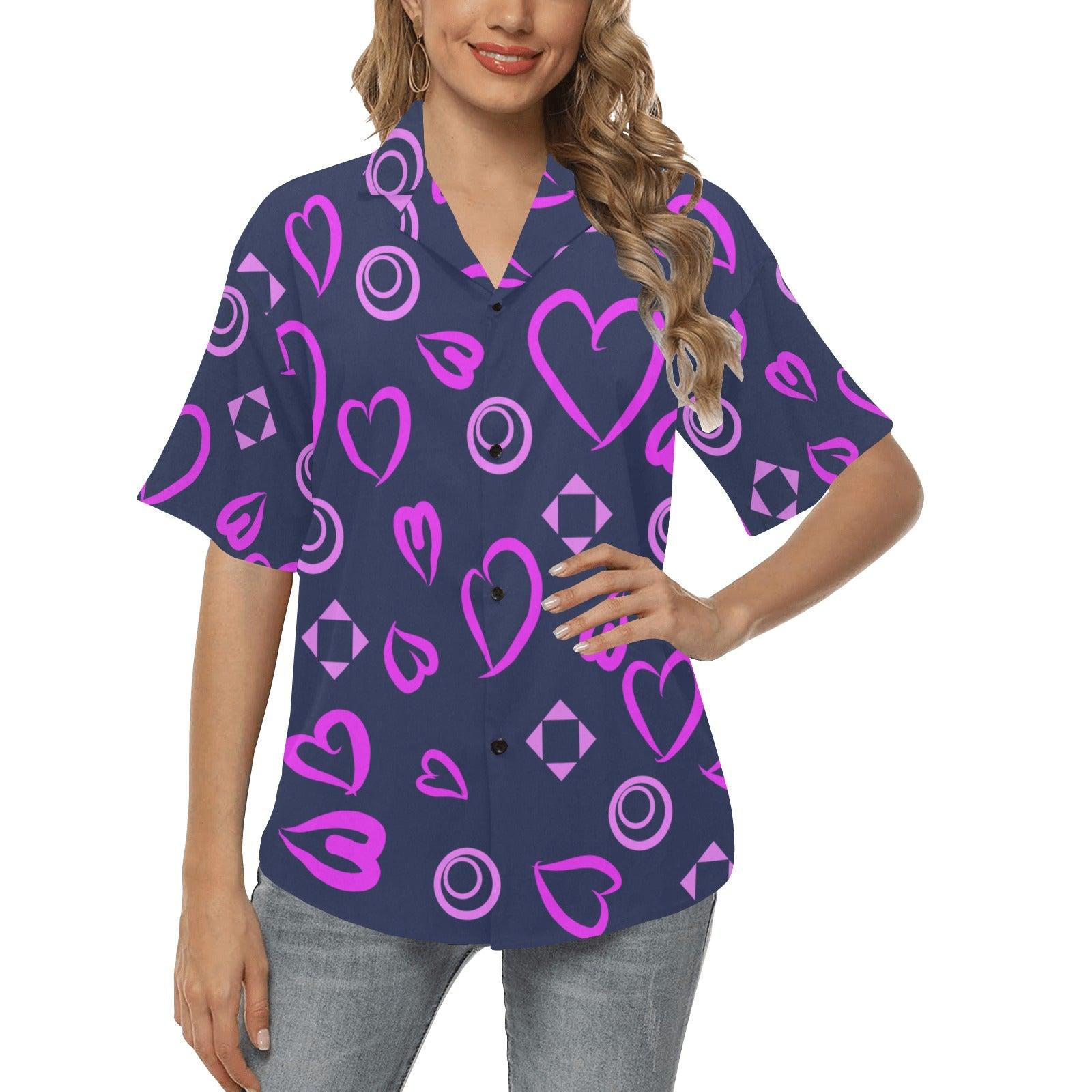 Miniaday Designs Make a Statement Hearts Hawaiian Shirt for Women Multiple Colors - Miniaday Designs, LLC.