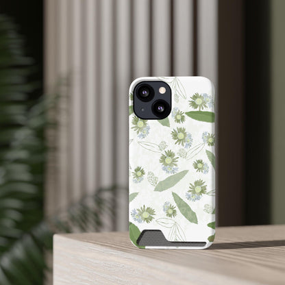 Serene Botanical Harmony Collection by Miniaday Designs, LLC. Phone Case With Card Holder - Miniaday Designs, LLC.