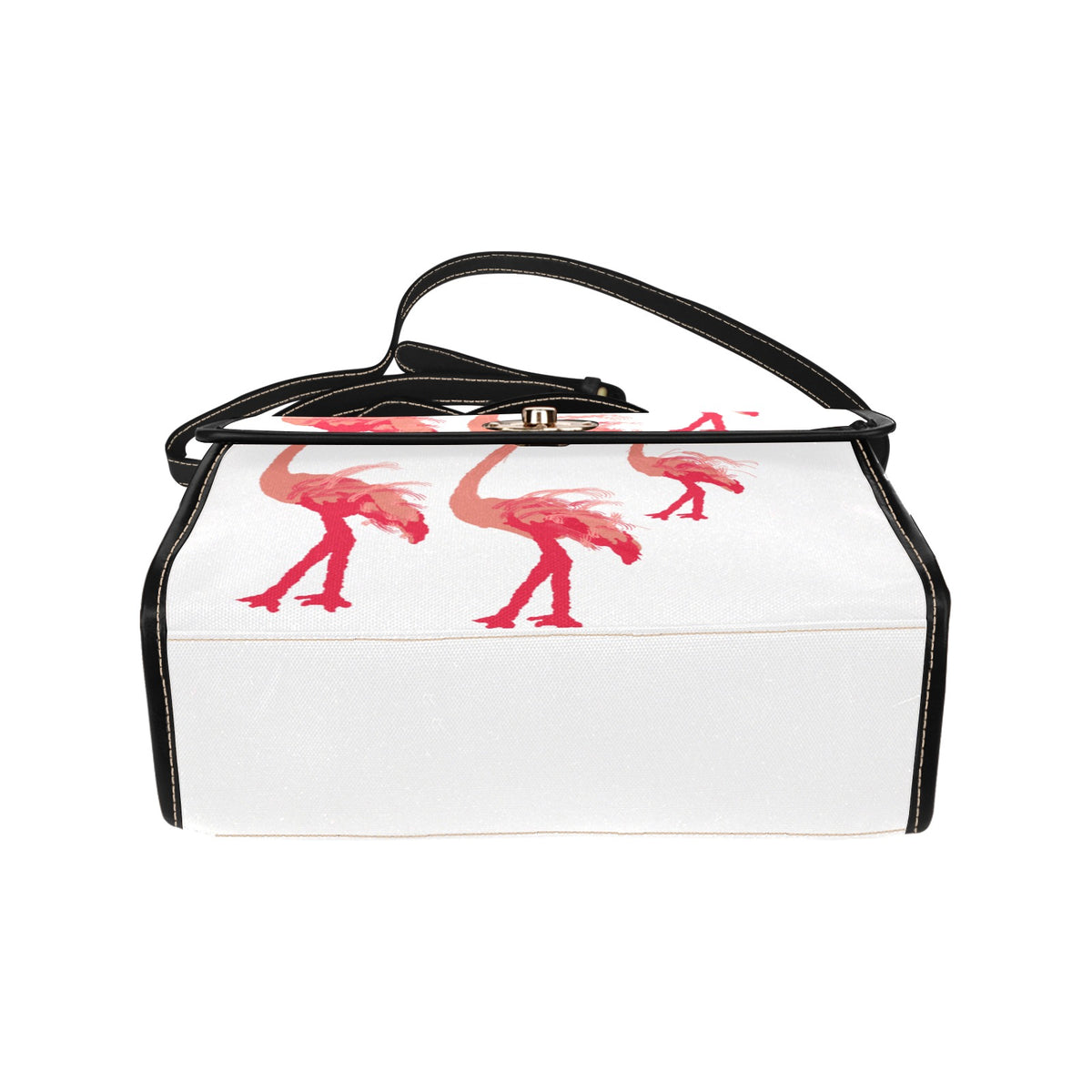 Flamboyant Flamingoes on White Bag Waterproof Canvas Bag-Black (All Over Print) (Model 1641)