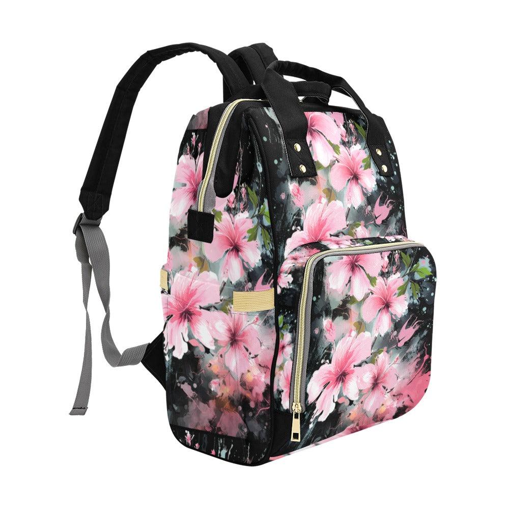Miniaday Designs Pink Hibiscus Multi-Function Backpack(Model1688) Multicolor - Miniaday Designs, LLC.