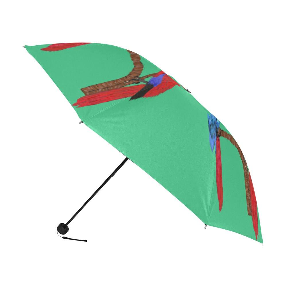 Miniaday Designs Parrots on Green Anti-UV Foldable Umbrella - Miniaday Designs, LLC.