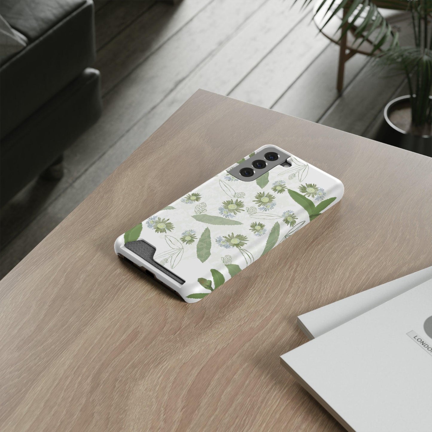 Serene Botanical Harmony Collection by Miniaday Designs, LLC. Phone Case With Card Holder - Miniaday Designs, LLC.