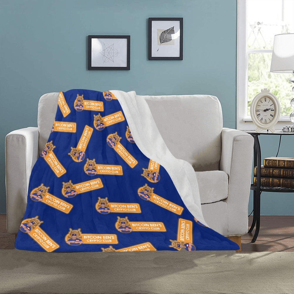 Miniaday Designs Bitcoin Ben Logo on Blue Ultra-Soft Micro Fleece Blanket 40"x50" - Miniaday Designs, LLC.