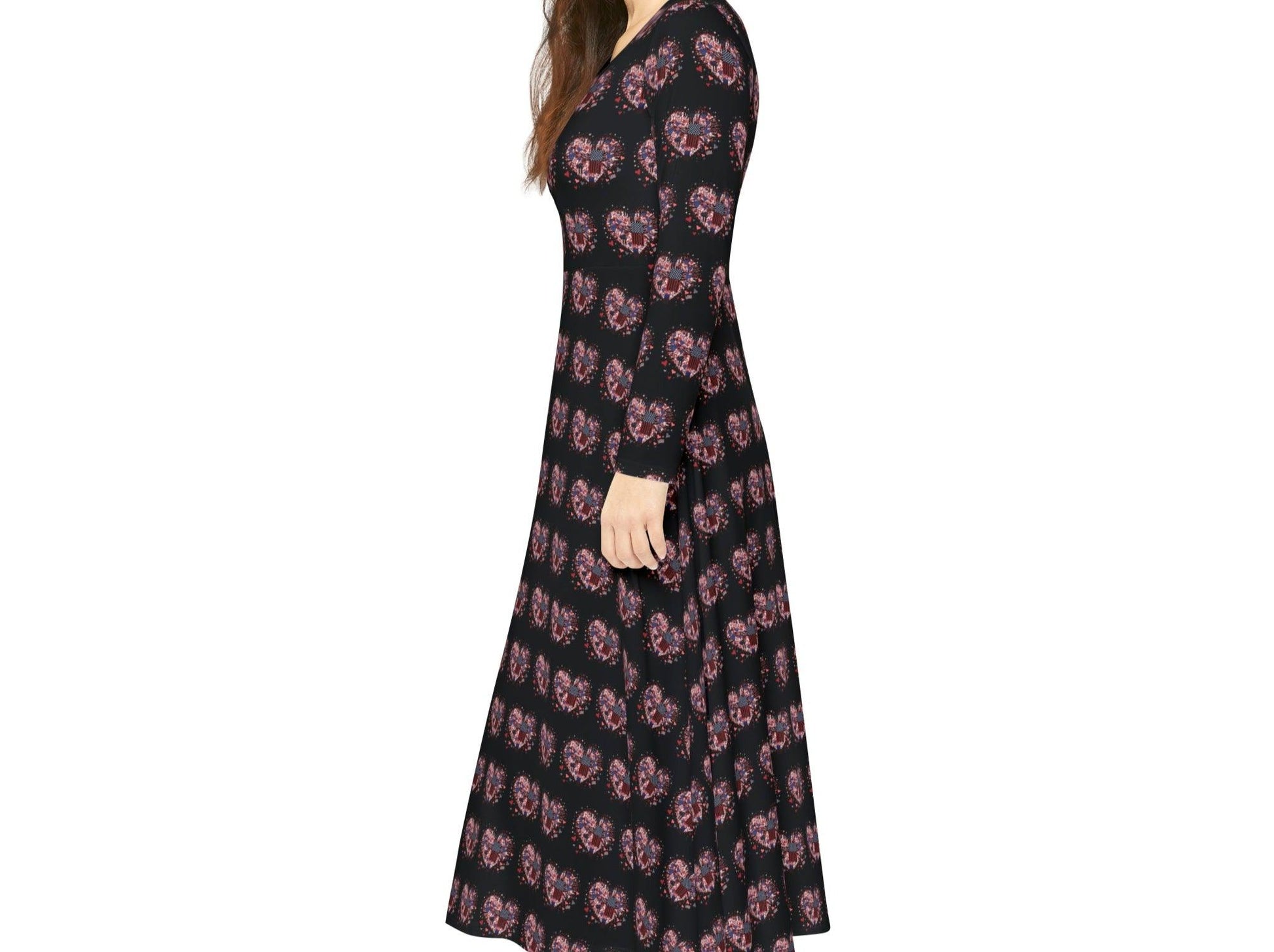 Patriotic Hearts of Valor Collection by Miniaday Designs, LLC. Women's Long Sleeve Dance Dress - Miniaday Designs, LLC.