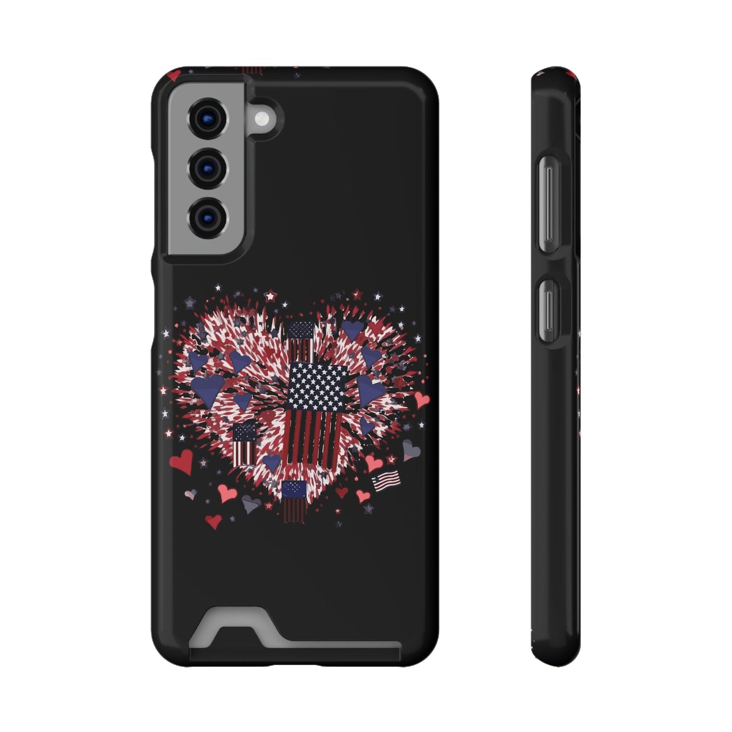 Patriotic Hearts of Valor Collection by Miniaday Designs, LLC. Phone Case With Card Holder - Miniaday Designs, LLC.