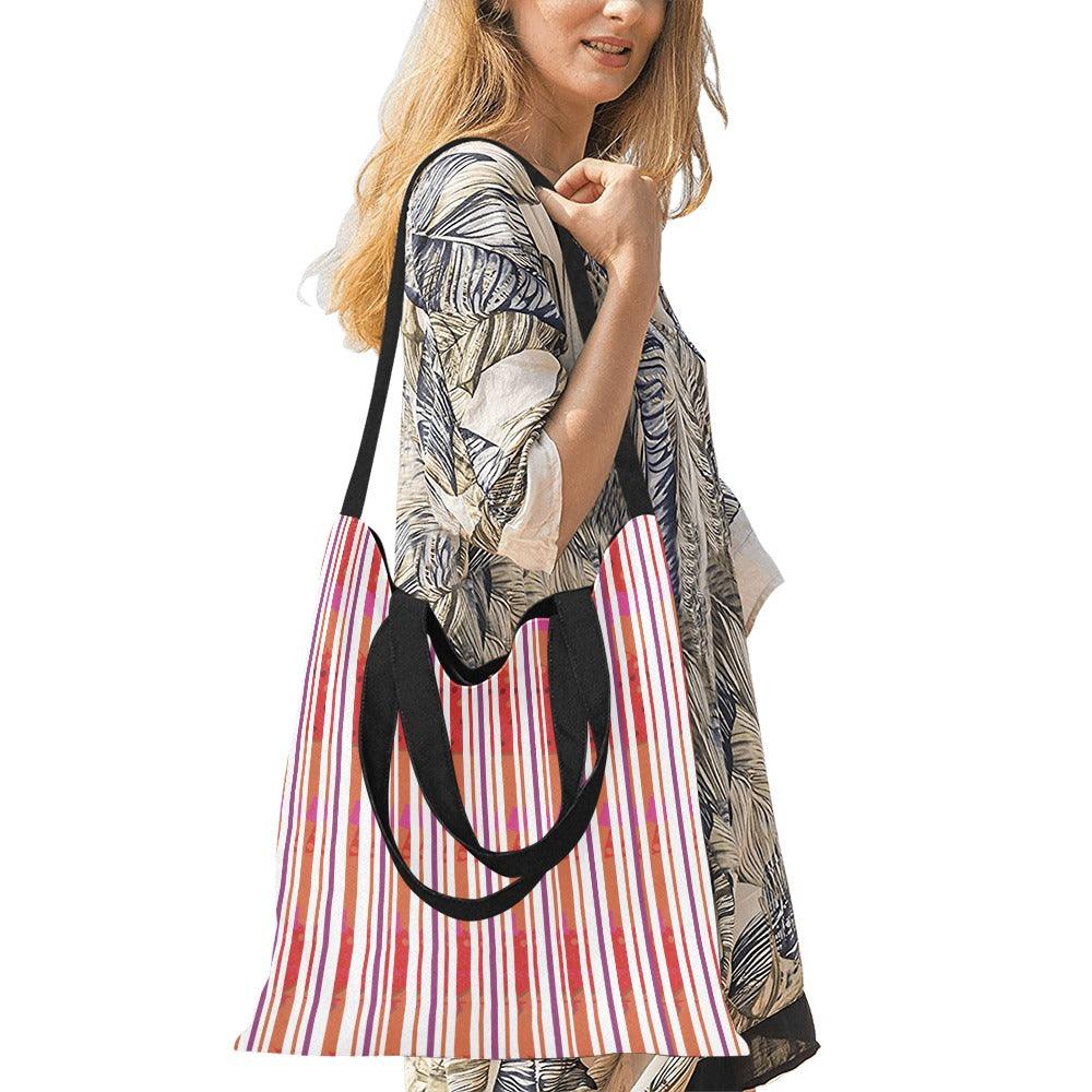Miniaday Designs Candy Cane Stripes with a Twist Canvas Tote Bag/Medium - Miniaday Designs, LLC.
