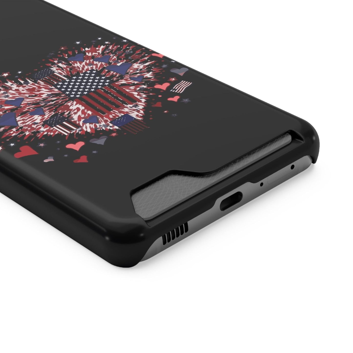 Patriotic Hearts of Valor Collection by Miniaday Designs, LLC. Phone Case With Card Holder - Miniaday Designs, LLC.