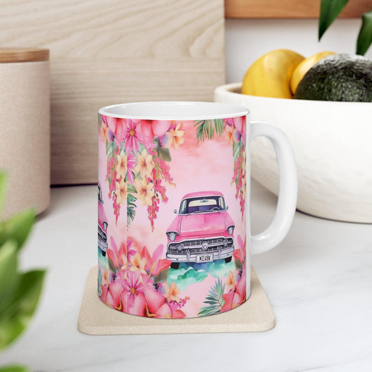 Pink Paradise Roadtrip Collection by Miniaday Designs, LLC. Ceramic Mug 11oz - Miniaday Designs, LLC.