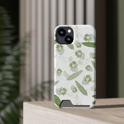 Serene Botanical Harmony Collection by Miniaday Designs, LLC. Phone Case With Card Holder - Miniaday Designs, LLC.