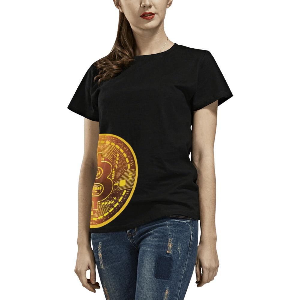Miniaday Designs Bitcoin Ben Crypto And BTC Women's Shirt Print T-Shirt for Women (USA Size) (Model T40) - Miniaday Designs, LLC.