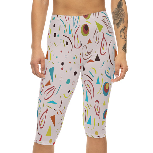 Nostalgic Confetti Carnival Collection by Miniaday Designs, LLC. Women’s Capri Leggings - Miniaday Designs, LLC.