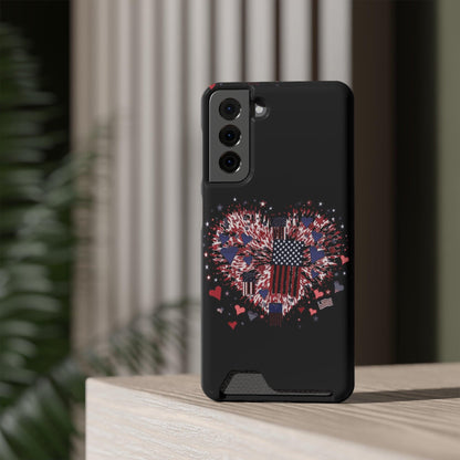 Patriotic Hearts of Valor Collection by Miniaday Designs, LLC. Phone Case With Card Holder - Miniaday Designs, LLC.