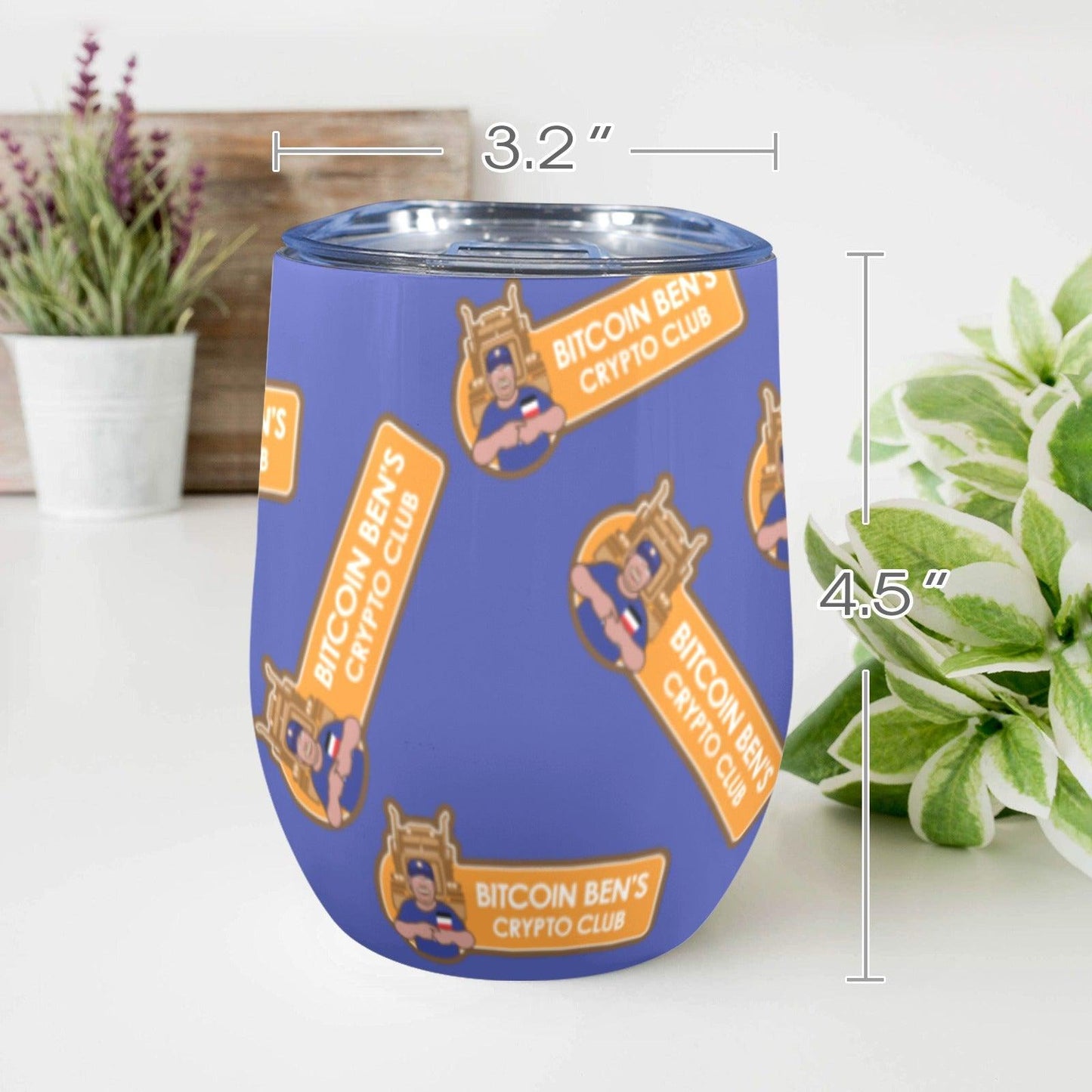Miniaday Designs Bitcoin Ben Crypto Wine Glass 12oz Wine Tumbler - Miniaday Designs, LLC.