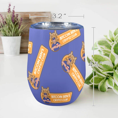 Miniaday Designs Bitcoin Ben Crypto Wine Glass 12oz Wine Tumbler - Miniaday Designs, LLC.