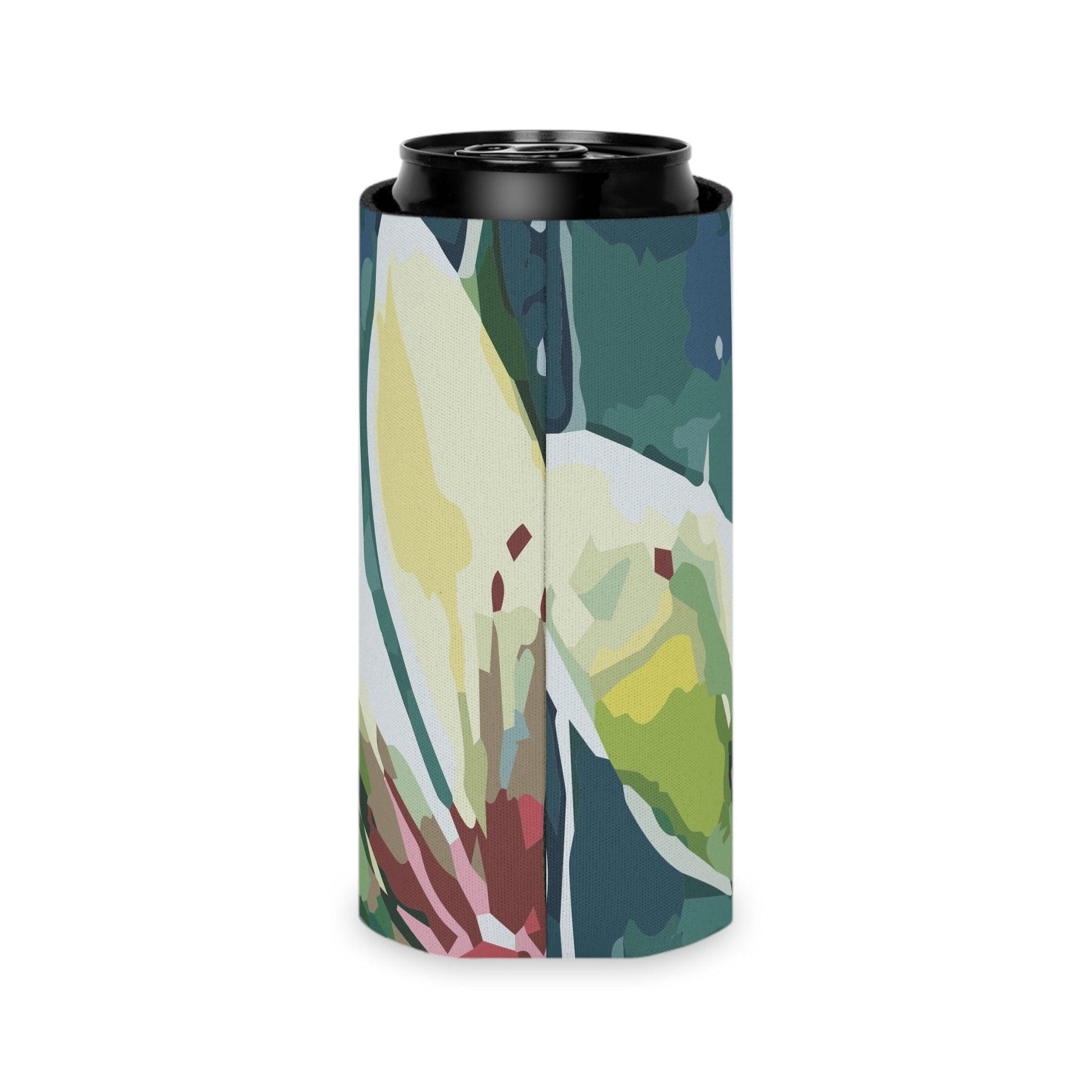 Rain-kissed Lotus Whimsy Collection by Miniaday Designs, LLC. Can Cooler - Miniaday Designs, LLC.