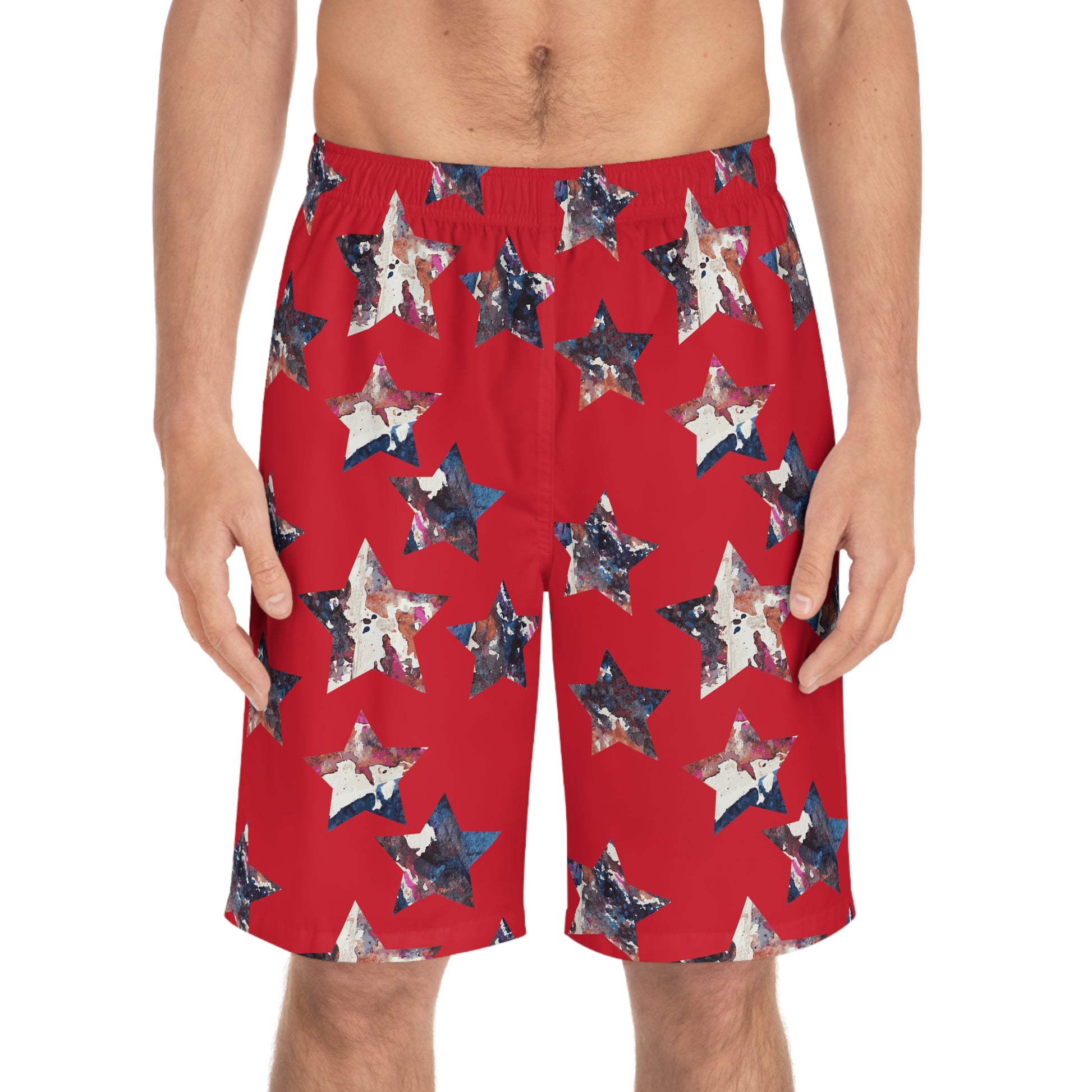 Miniaday Designs Men's Board Shorts Red Americana - Miniaday Designs, LLC.