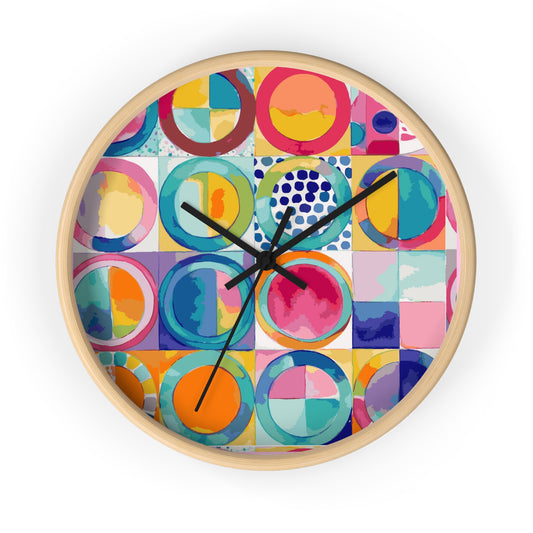 Vibrant Circle Mosaic Collection by Miniaday Designs, LLC. Wall Clock - Miniaday Designs, LLC.