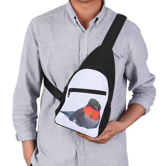 hummingbird on blue chest bag Chest Bag-Front Printing (Model 1719) - Miniaday Designs, LLC.