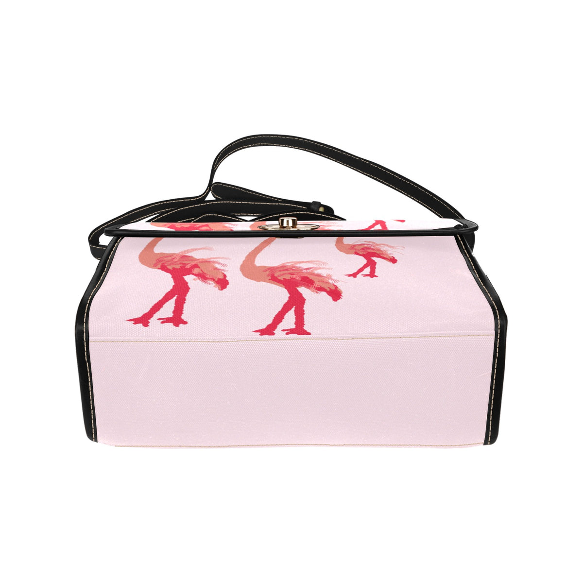 Flamencos extravagantes en bolsa rosa Bolsa de lona impermeable-Negro (impresión completa) (Modelo 1641)