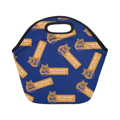 Miniaday Designs Bitcoin Ben Crypto Logo Multi Blue Neoprene Lunch Bag/Small - Miniaday Designs, LLC.
