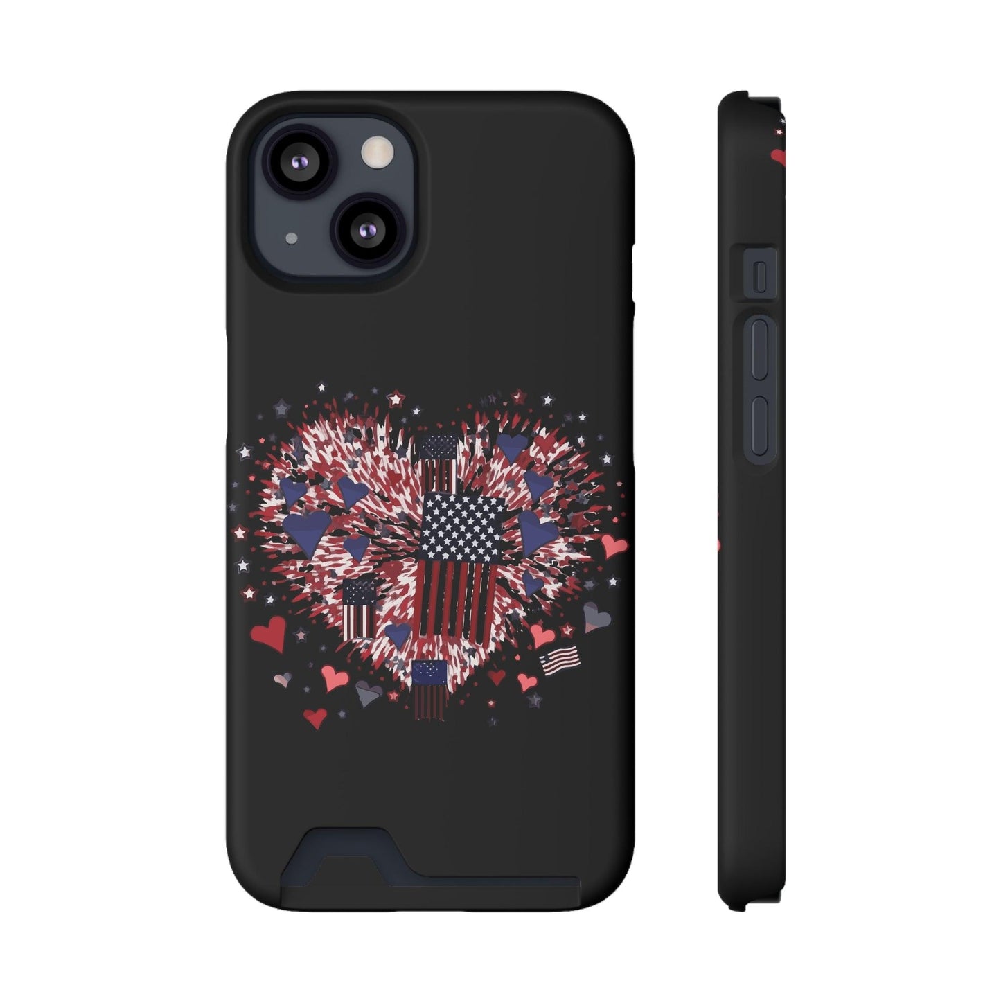 Patriotic Hearts of Valor Collection by Miniaday Designs, LLC. Phone Case With Card Holder - Miniaday Designs, LLC.
