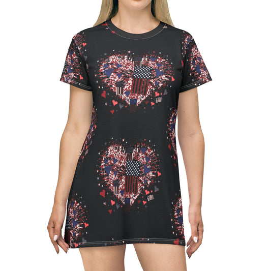 Patriotic Hearts of Valor Collection by Miniaday Designs, LLC. T-Shirt Dress - Miniaday Designs, LLC.