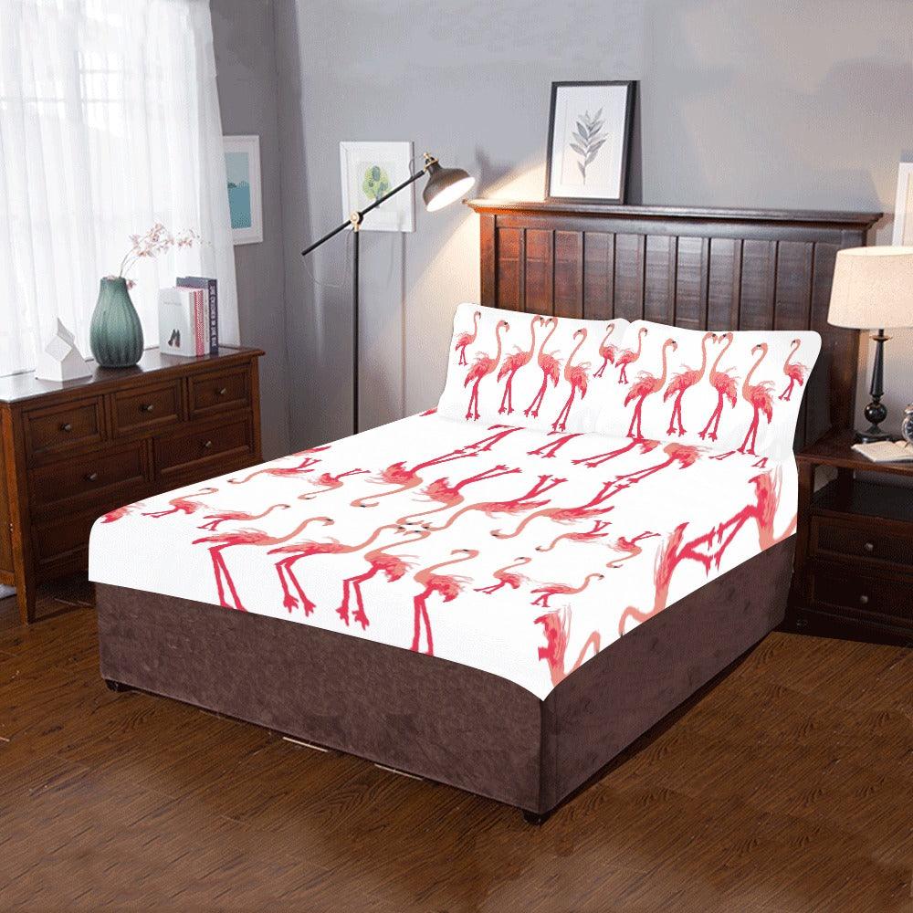 Miniaday Designs Fuschia Feathers Flamingo 3 x 3-Piece Bedding Set - Miniaday Designs, LLC.