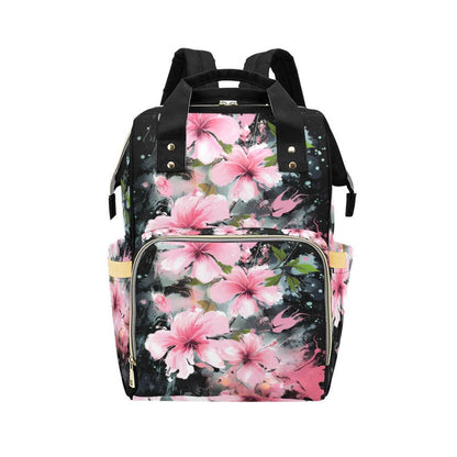 Miniaday Designs Pink Hibiscus Multi-Function Backpack(Model1688) Multicolor - Miniaday Designs, LLC.