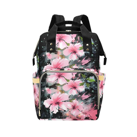 Miniaday Designs Pink Hibiscus Multi-Function Backpack(Model1688) Multicolor - Miniaday Designs, LLC.