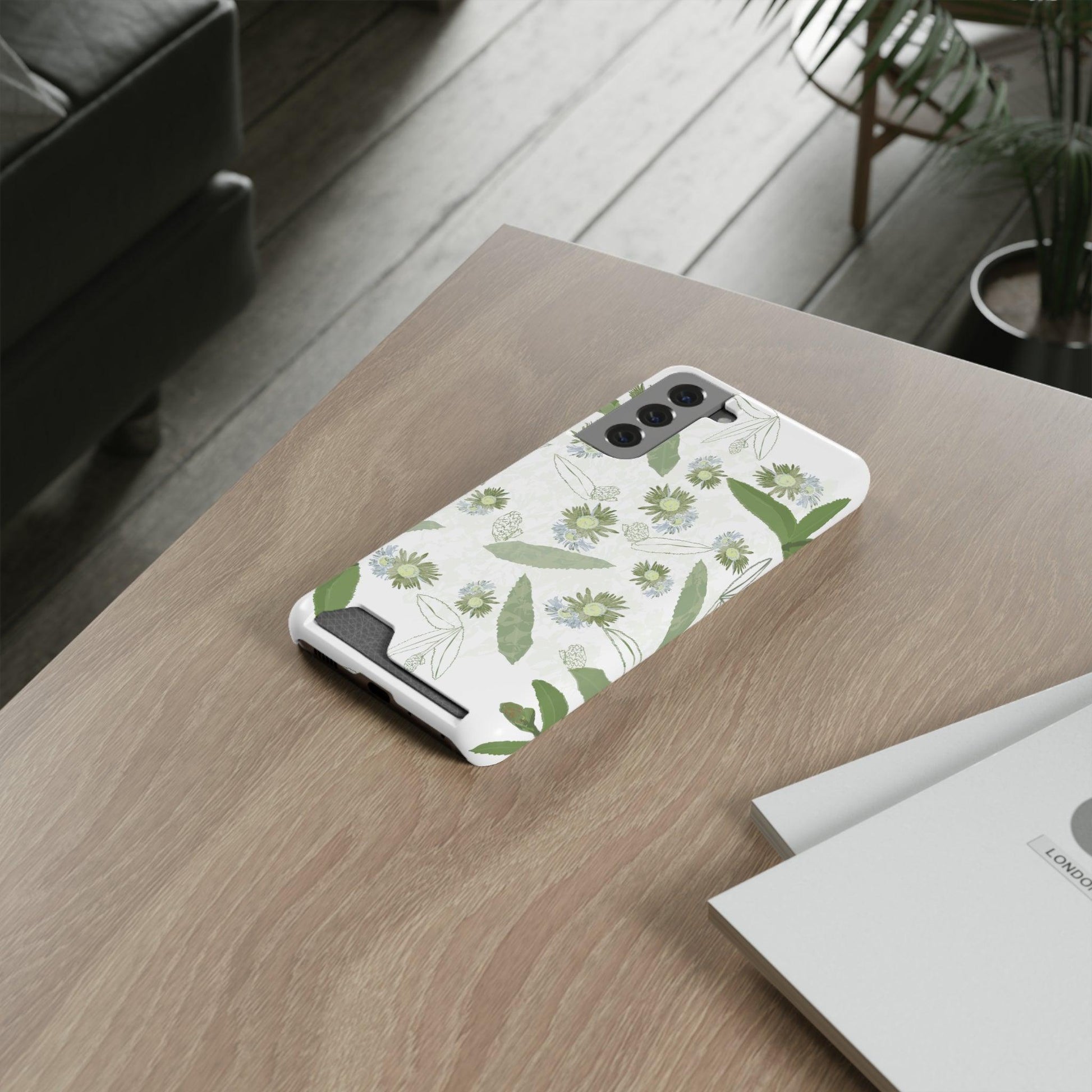 Serene Botanical Harmony Collection by Miniaday Designs, LLC. Phone Case With Card Holder - Miniaday Designs, LLC.