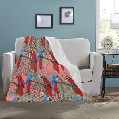 Miniaday Designs Parrots on a Branch Coral Ultra-Soft Micro Fleece Blanket 40"x50" - Miniaday Designs, LLC.