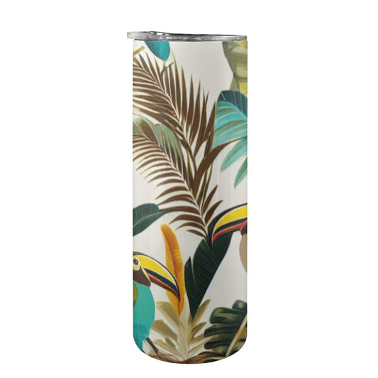 Toucan Water Bottle with Straw 20oz Tall Skinny Tumbler with Lid and Straw - Miniaday Designs, LLC.