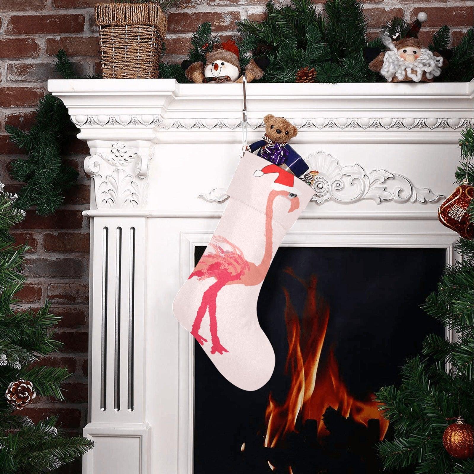 Miniaday Designs Santa Flamingoes Stocking Christmas Stocking - Miniaday Designs, LLC.