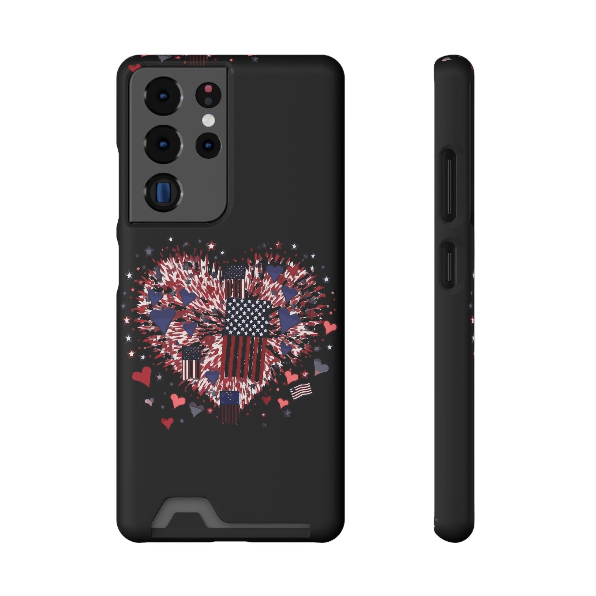 Patriotic Hearts of Valor Collection by Miniaday Designs, LLC. Phone Case With Card Holder - Miniaday Designs, LLC.