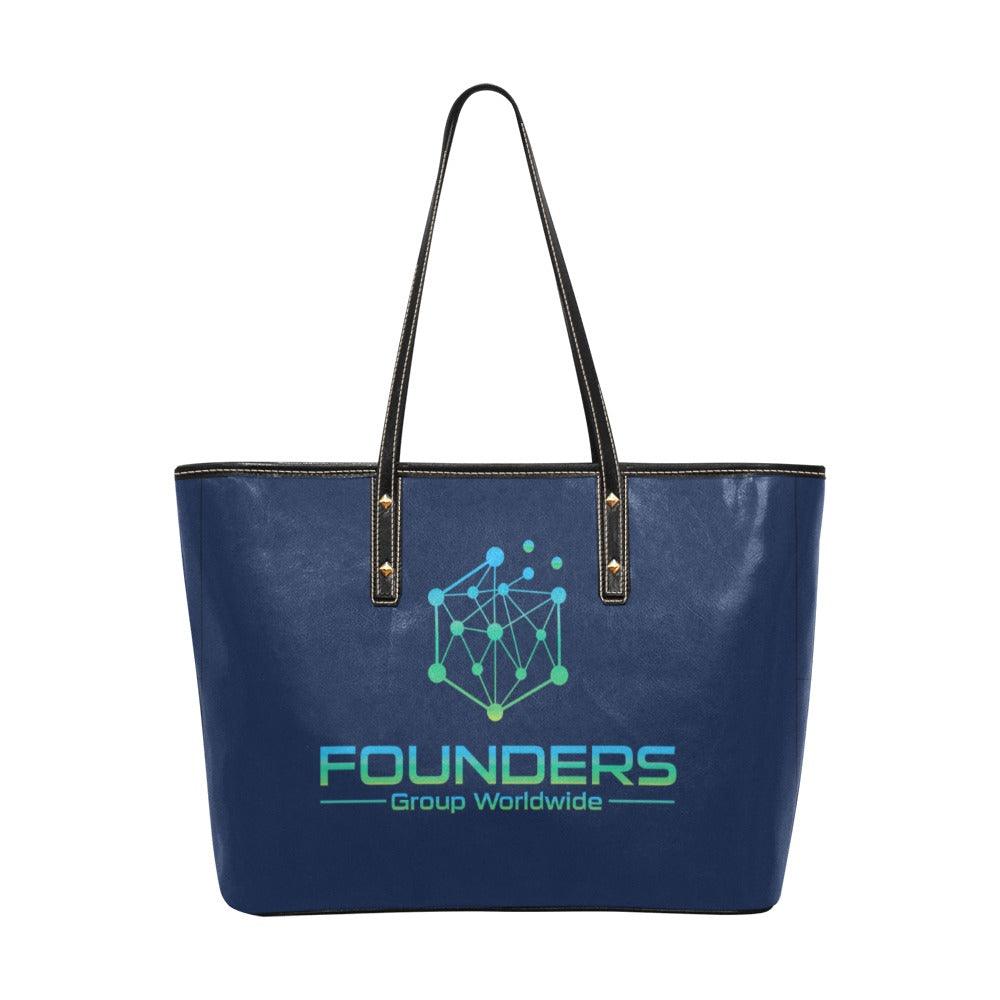 Miniaday Designs Founders Group Large Chic Leather Tote Bag Blue Women - Miniaday Designs, LLC.