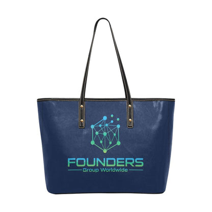 Miniaday Designs Founders Group Large Chic Leather Tote Bag Blue Women - Miniaday Designs, LLC.