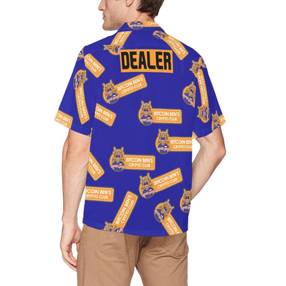 Miniaday Designs Dealer Bitcoin Ben Shirt Blue Hawaiian Shirt with Chest Pocket - Miniaday Designs, LLC.