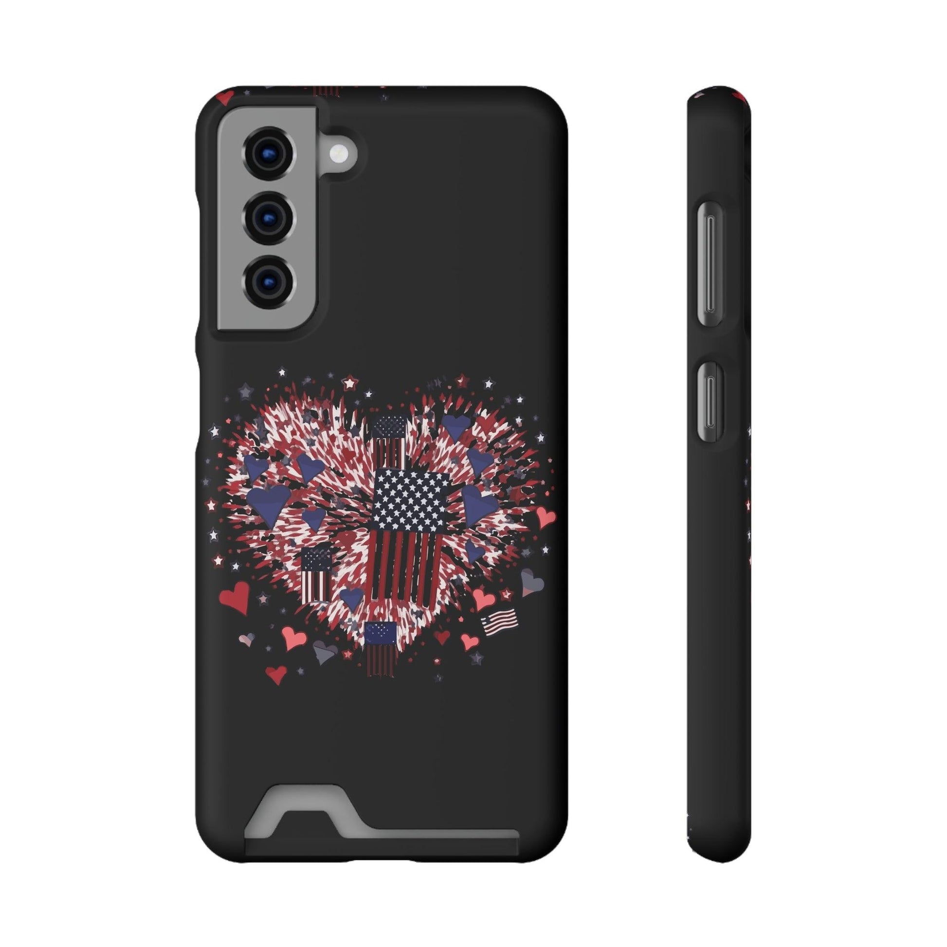 Patriotic Hearts of Valor Collection by Miniaday Designs, LLC. Phone Case With Card Holder - Miniaday Designs, LLC.