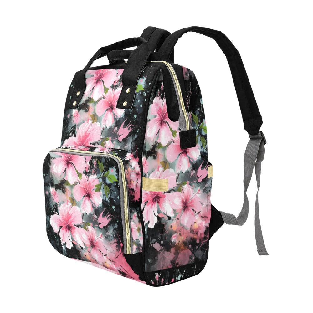Miniaday Designs Pink Hibiscus Multi-Function Backpack(Model1688) Multicolor - Miniaday Designs, LLC.