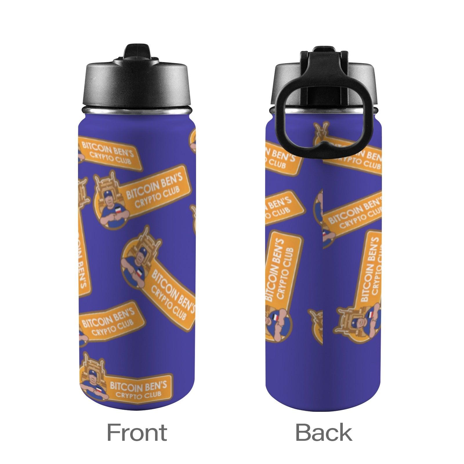 Miniaday Designs Bitcoin Ben Water Bottle Insulated Water Bottle with Straw Lid (18oz) - Miniaday Designs, LLC.