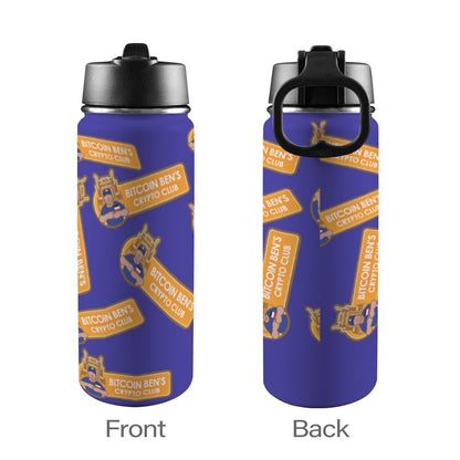 Miniaday Designs Bitcoin Ben Water Bottle Insulated Water Bottle with Straw Lid (18oz) - Miniaday Designs, LLC.