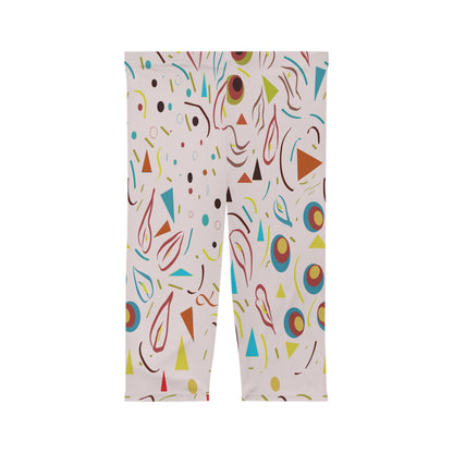 Nostalgic Confetti Carnival Collection by Miniaday Designs, LLC. Women’s Capri Leggings - Miniaday Designs, LLC.