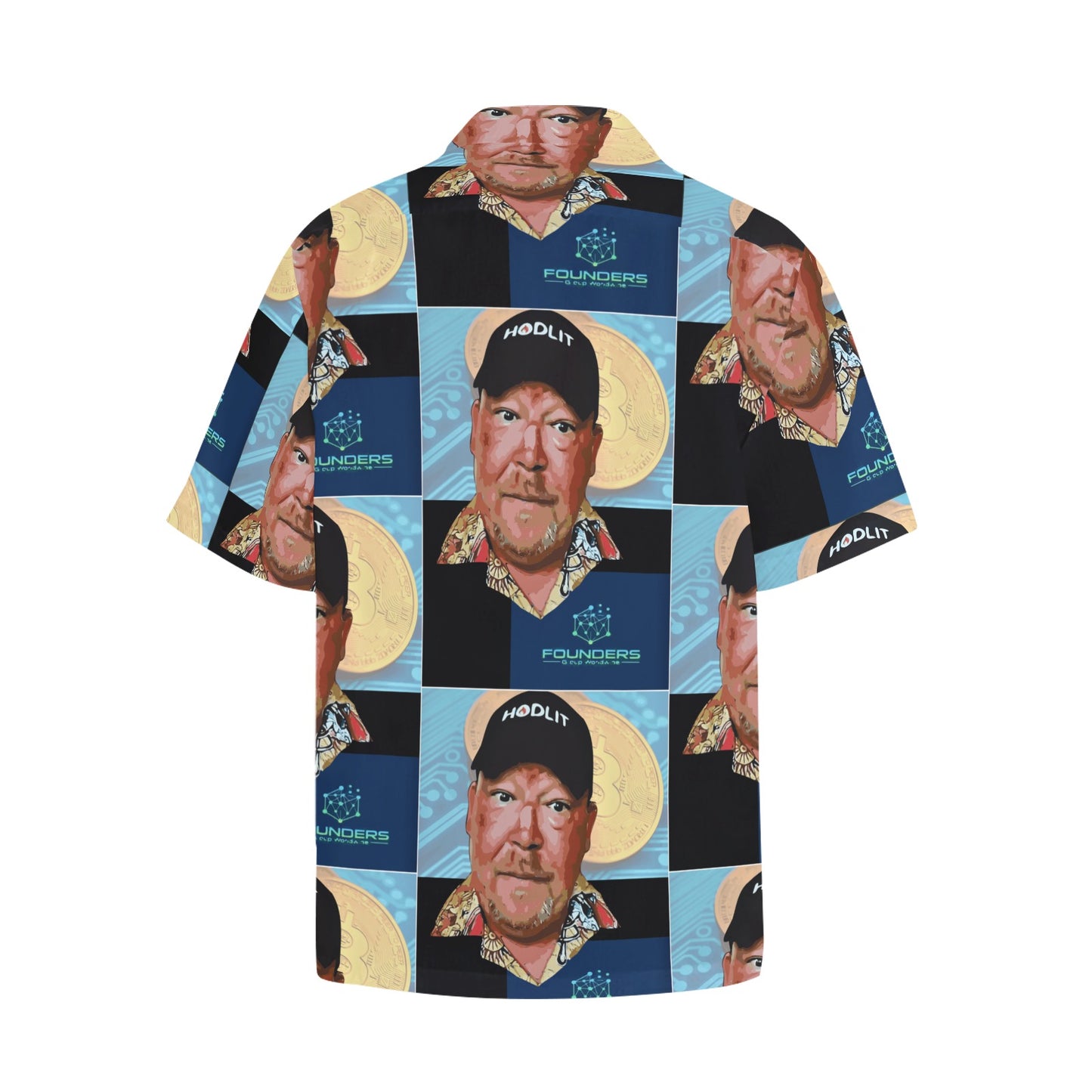 Miniaday Designs Bitcoin Ben and Bitcoin Hawaiian Shirt with Chest Pocket Multicolor