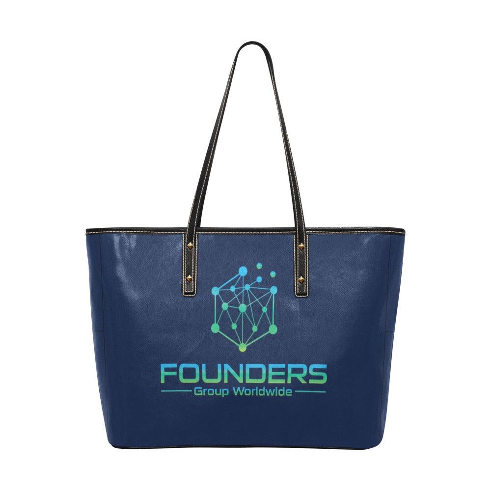Miniaday Designs Founders Group Large Chic Leather Tote Bag Blue Women - Miniaday Designs, LLC.