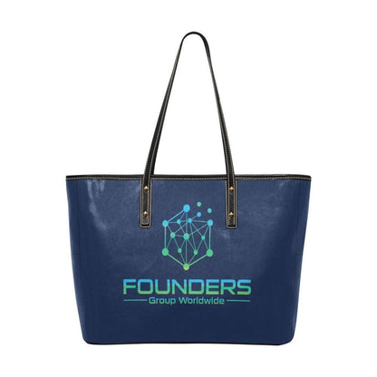 Miniaday Designs Founders Group Large Chic Leather Tote Bag Blue Women - Miniaday Designs, LLC.